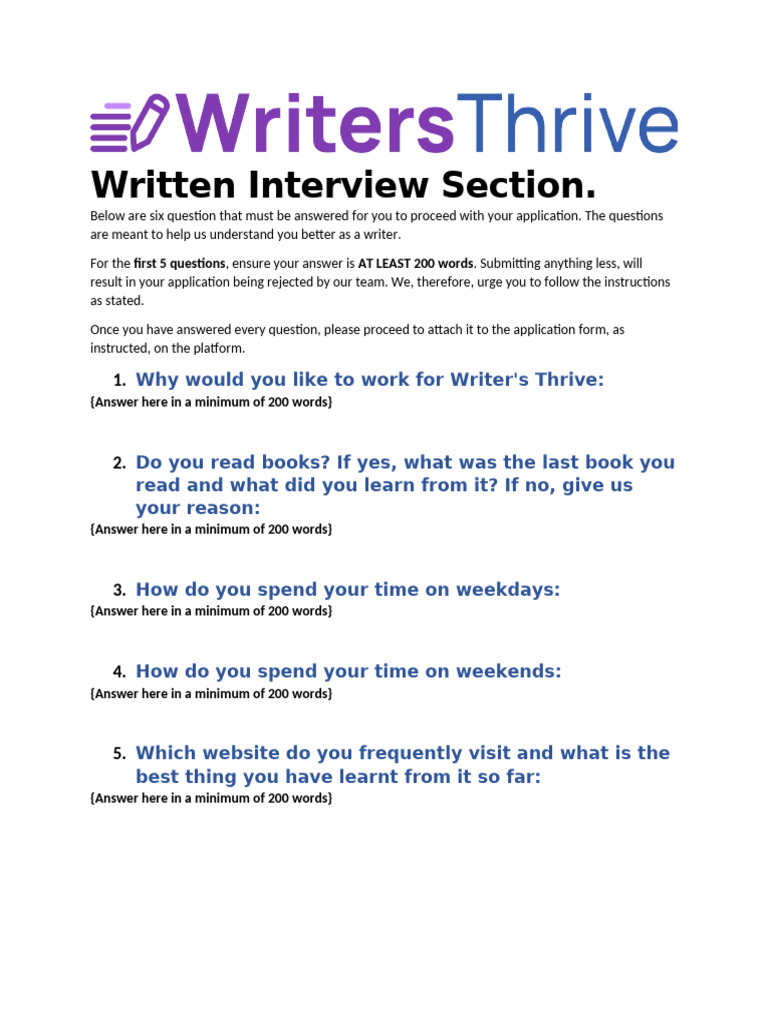 WT Written Interview Questions | PDF