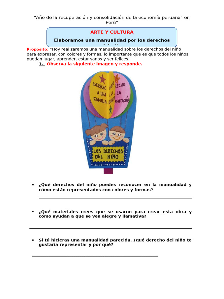 Ficha Ayc Vier 21 Manualidad Derechos | PDF