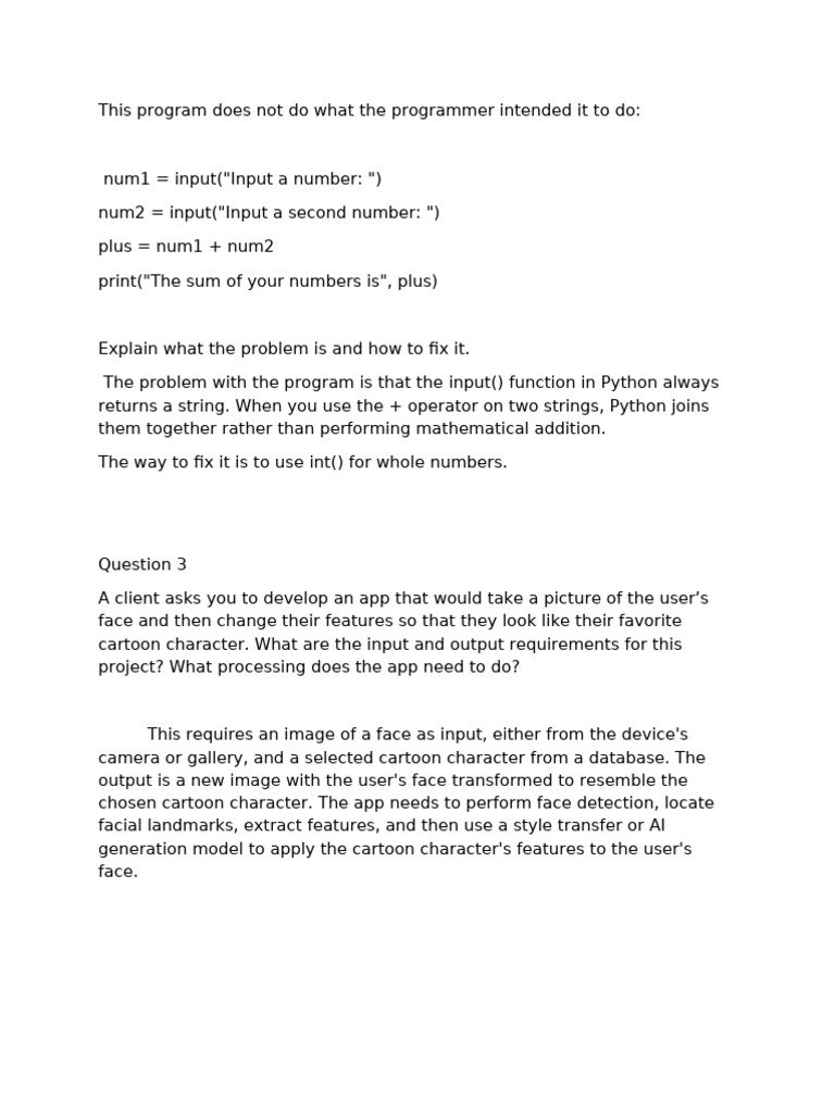 Critical Thinking Questions Unit 3 Programming | PDF