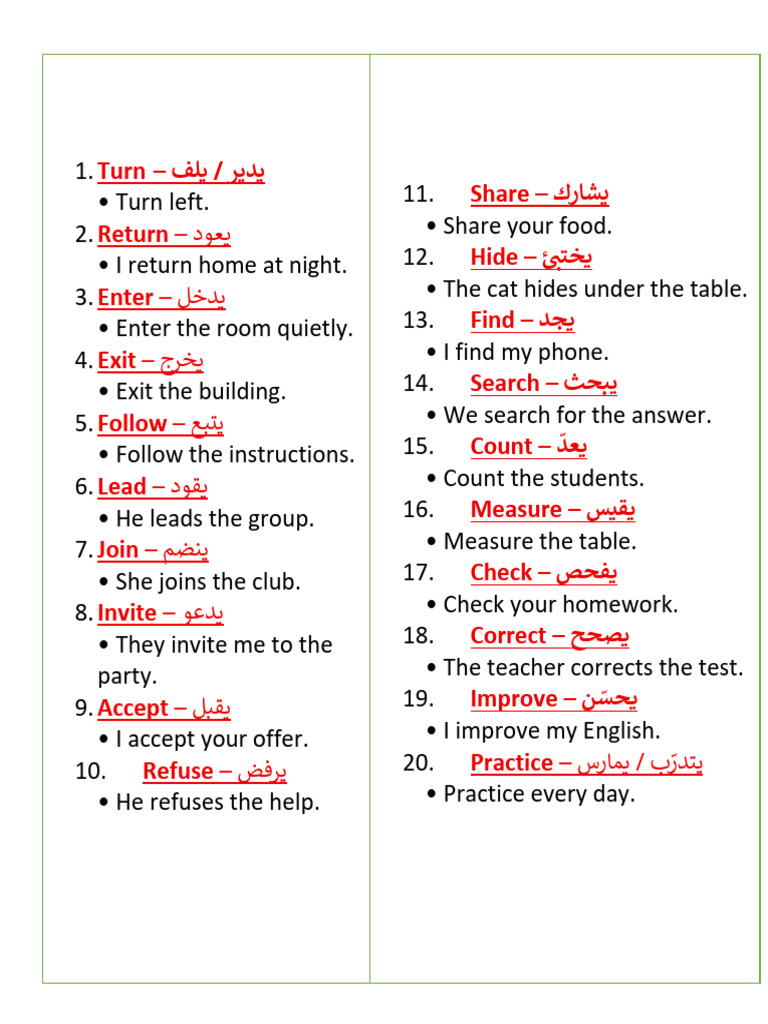 Base Verbs 5 | PDF