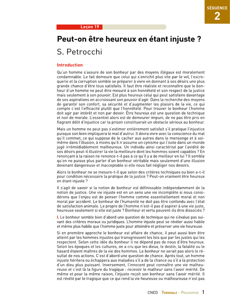 Philosophie: Peut-On Être Heureux en Étant Injuste ? | PDF | Justice ...