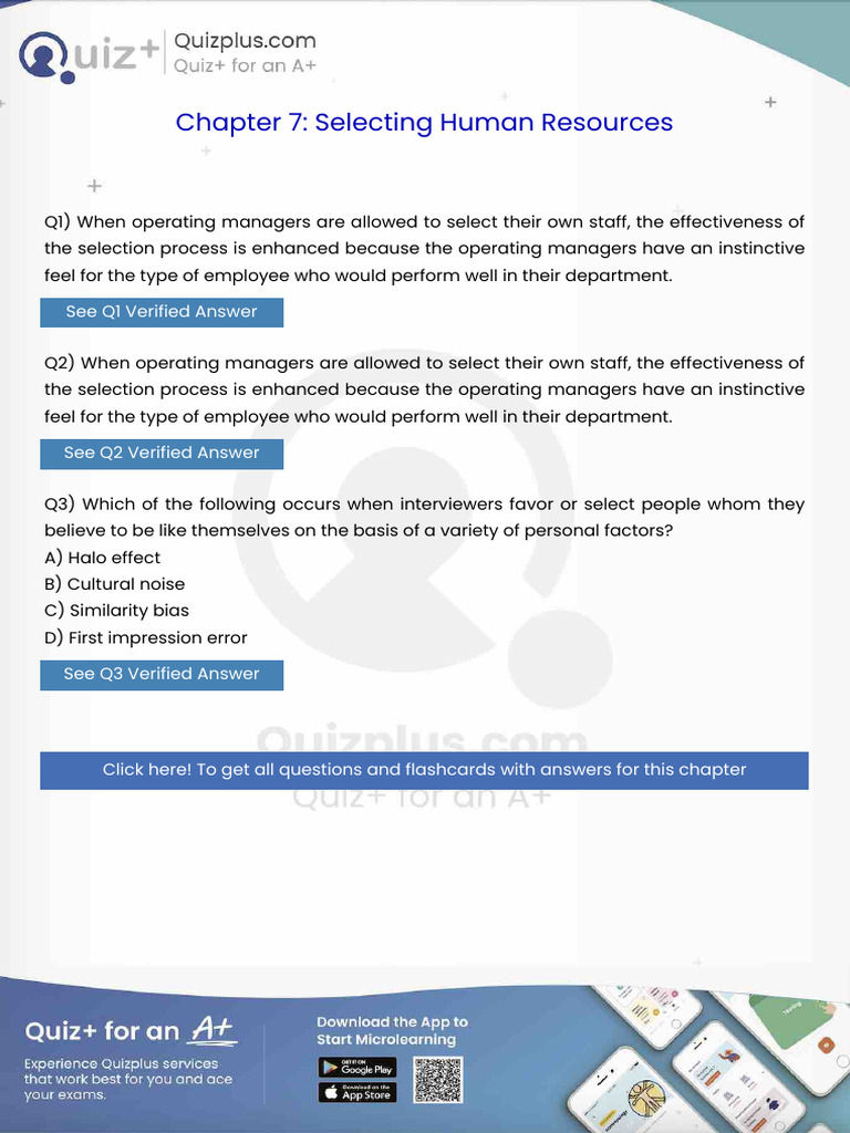 When Operating Managers Are Allowed To Select Their Own Staff The ...