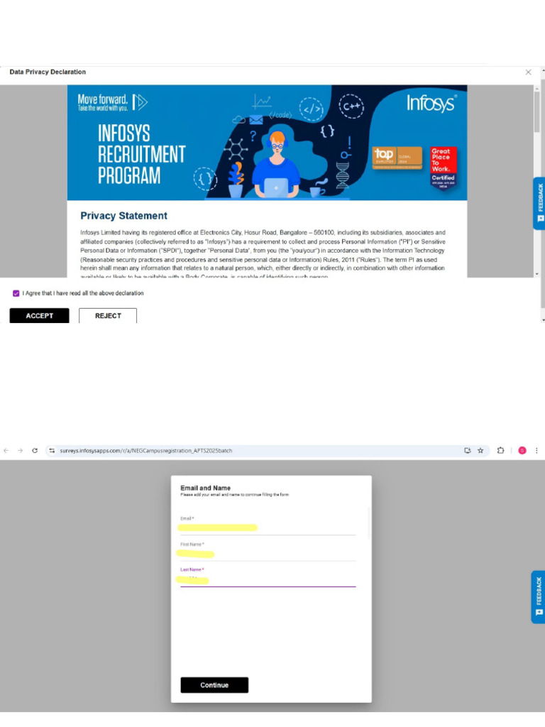 Infosys Registration Process | PDF