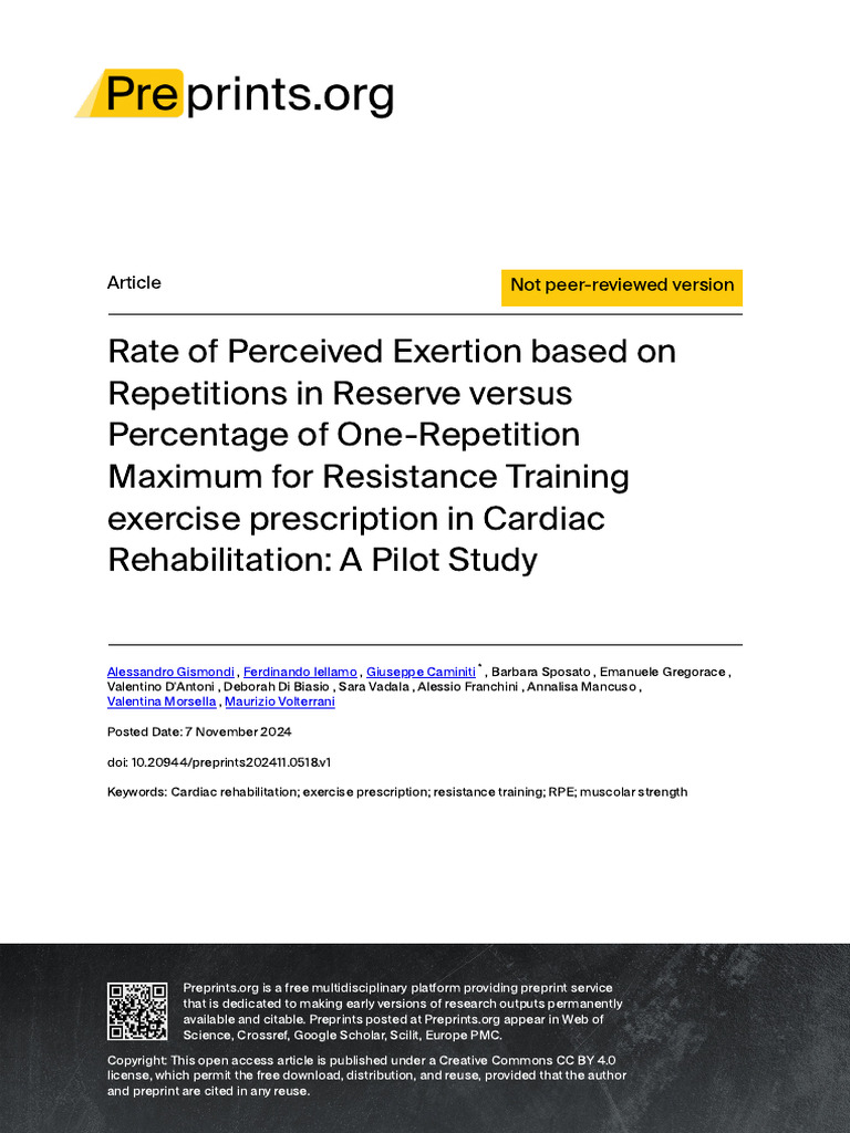 Rate of Perceived Exertion - Repetitions in Reserve - Repetition ...
