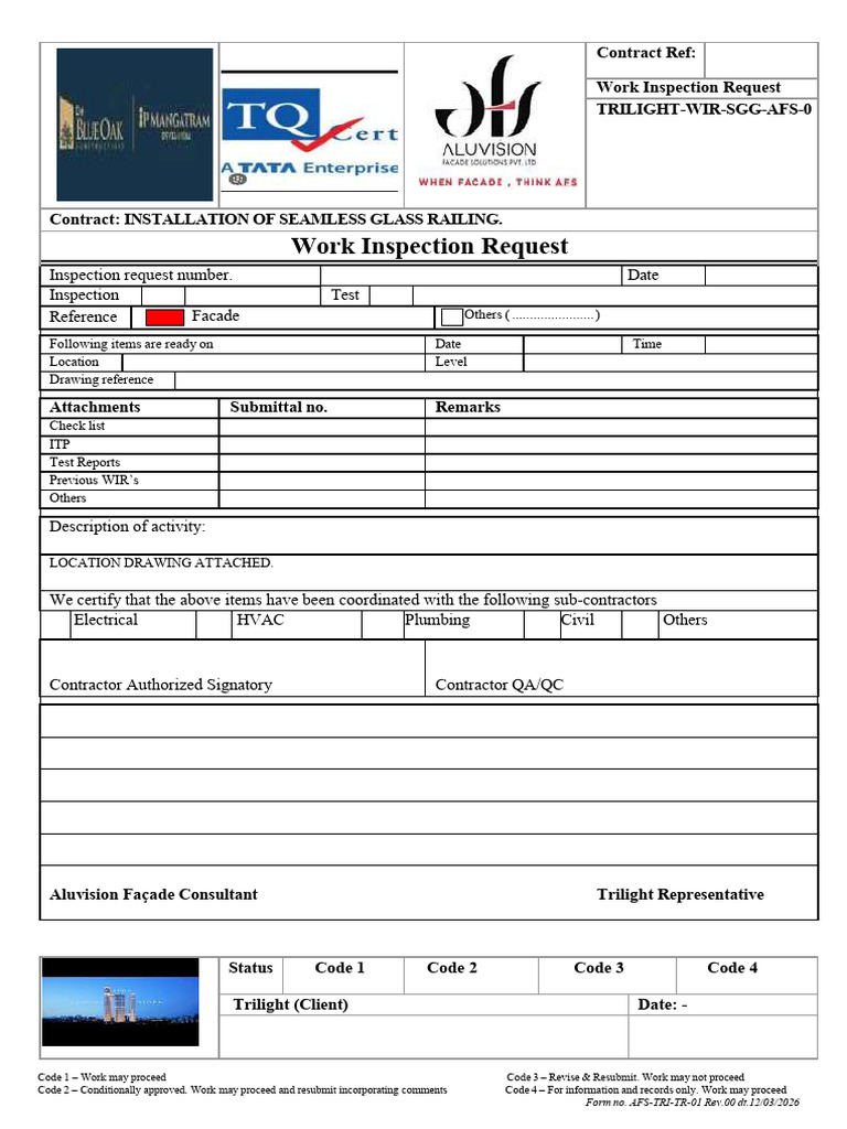 Work Inspection Request | PDF | Building Engineering | Building Technology