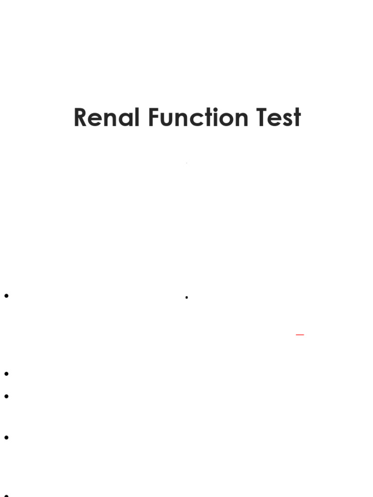 Kidney Function Test | PDF | Kidney | Creatinine