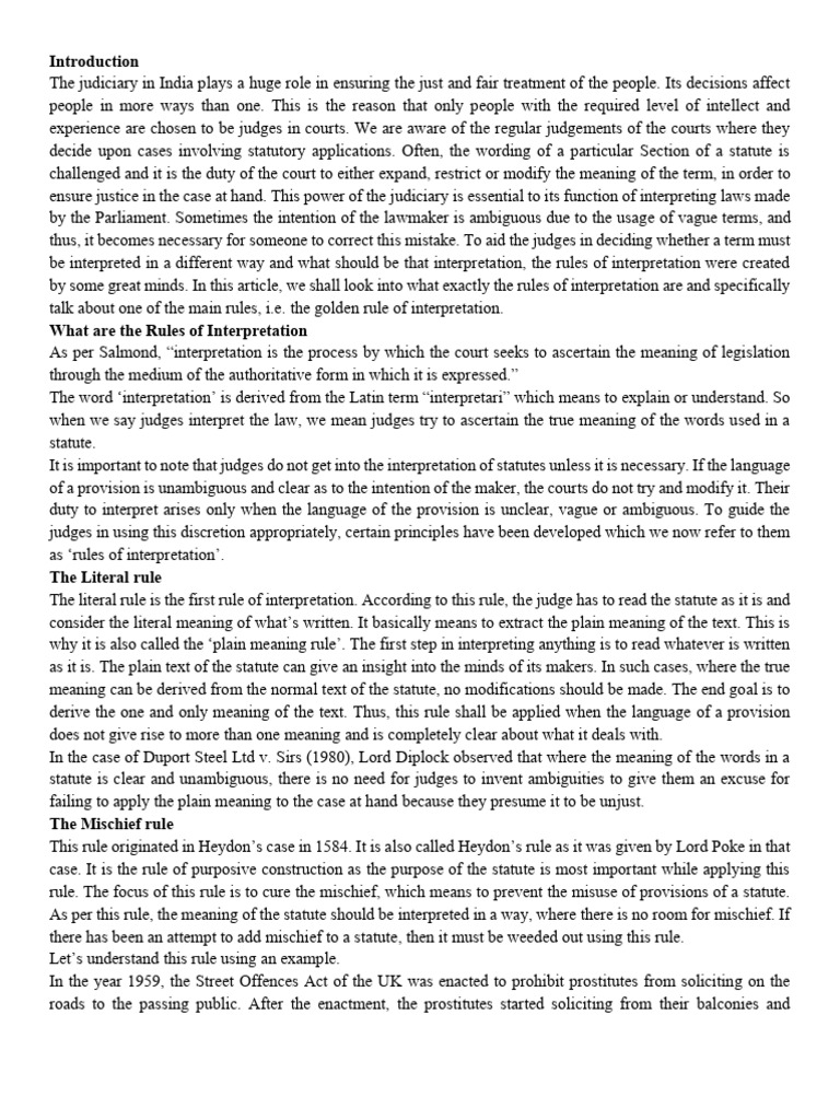 Rules of Interpretation | PDF | Statutory Interpretation | Plain ...