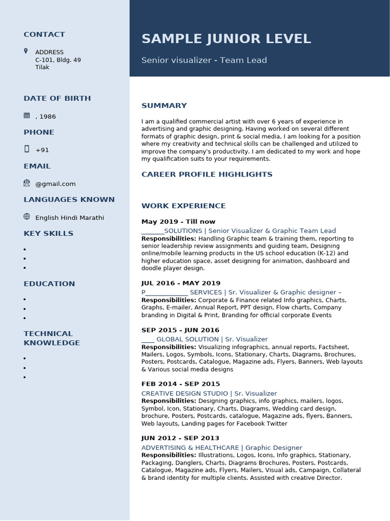 Resume Template - Junior Level | PDF
