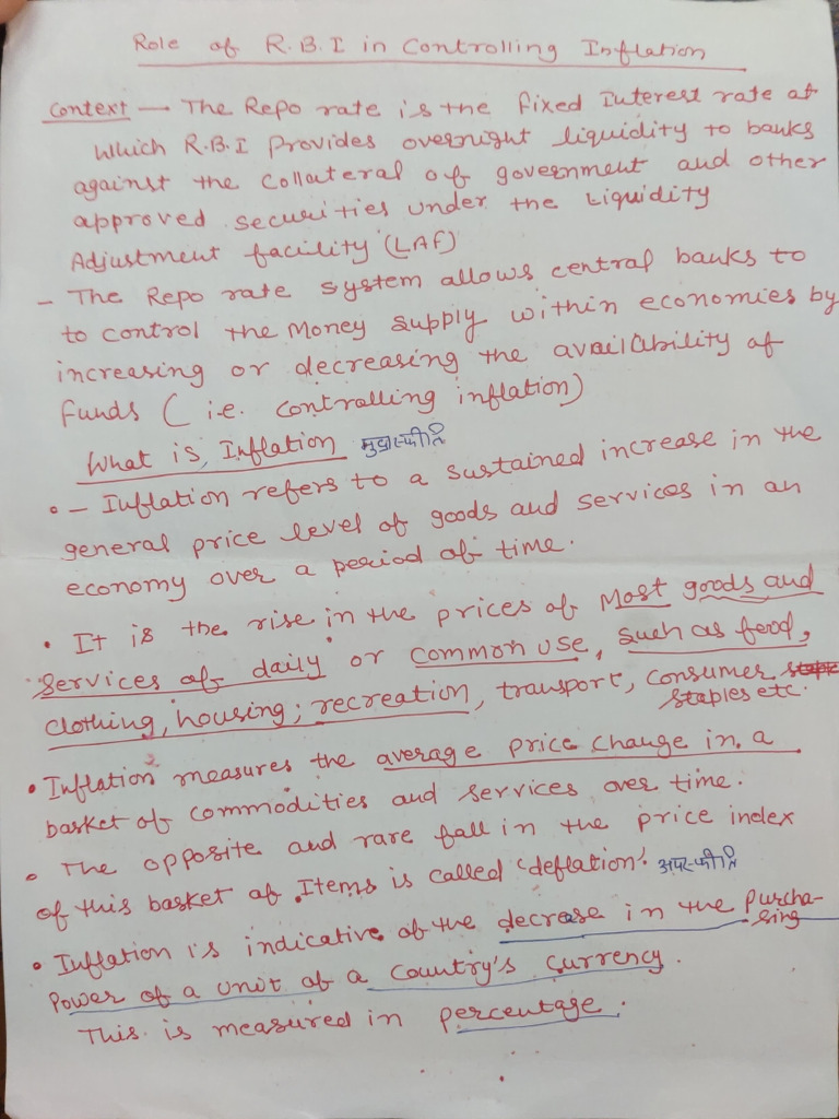 Role of RBI in Controlling Inflation | PDF