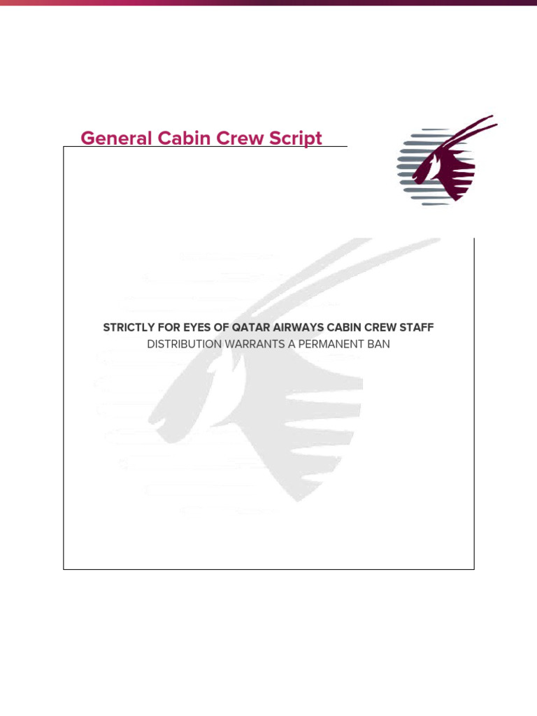 QA - Cabin Crew General Script & Vocabulary | PDF | Flight Attendant ...