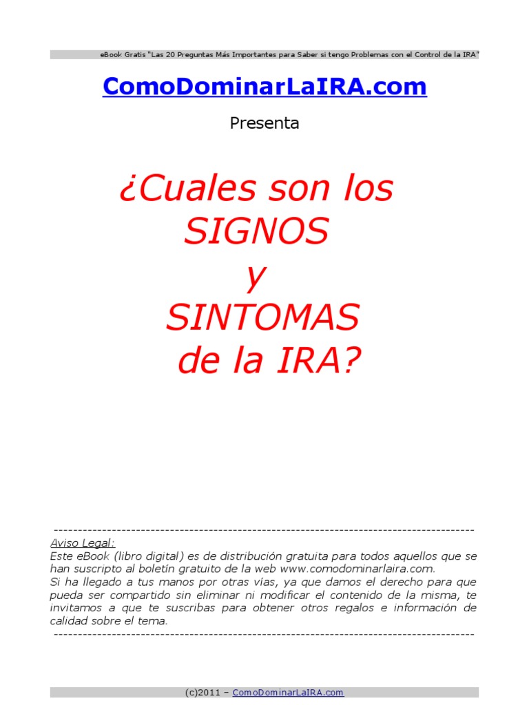 Cuales Son Los Signos y Sintomas de La IRA | PDF | Ira | Conceptos ...