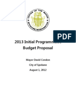 Proposed 2013 Budget City of Spokane