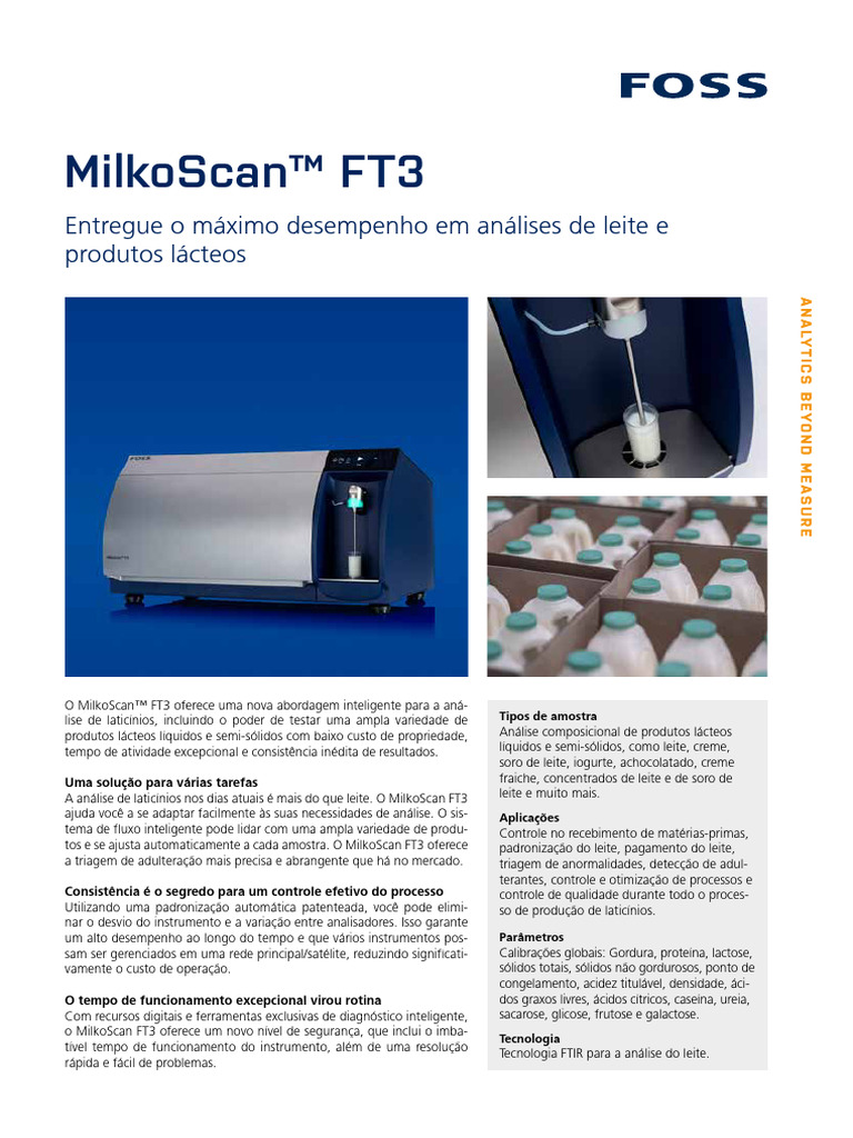 MilkoScan FT3 One Pager BR PDF | PDF | Lacticínios | Leite