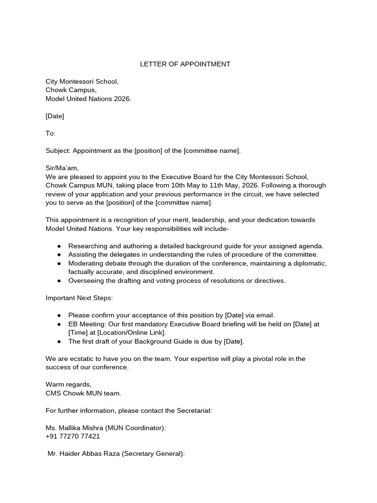 Letter of Appointment | PDF
