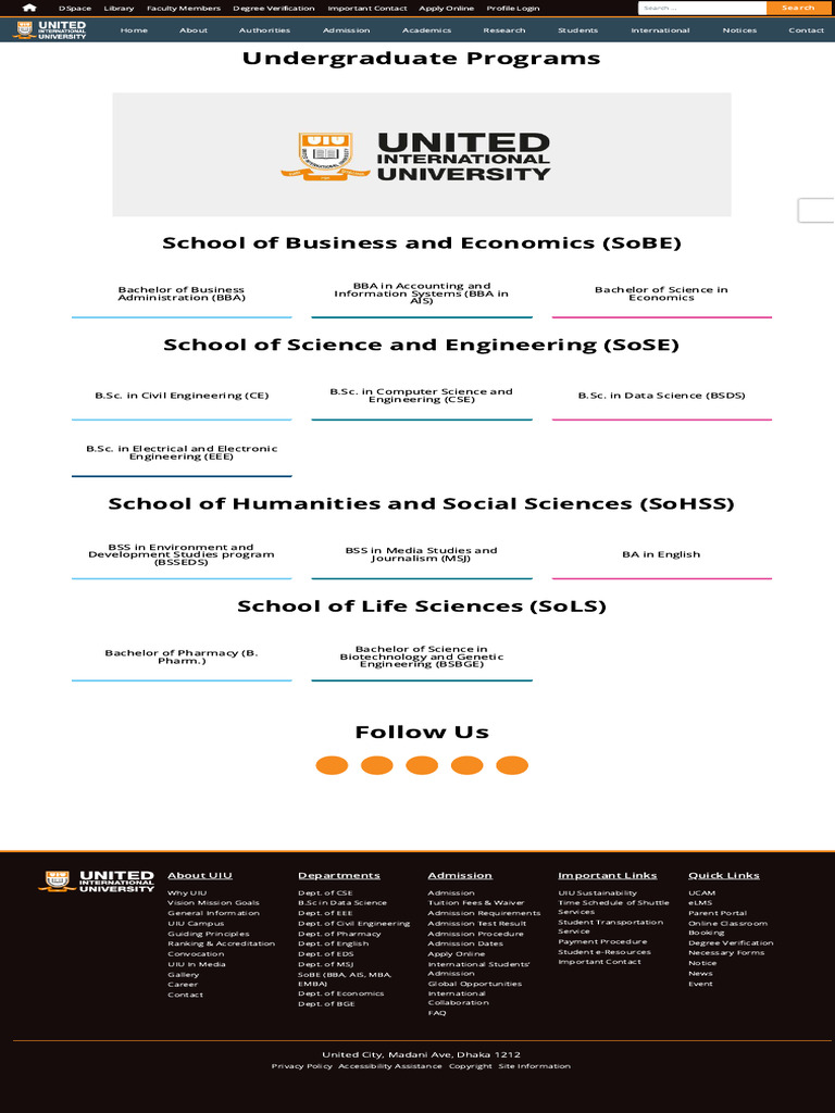 Undergraduate Programs - United International University (UIU) | PDF ...