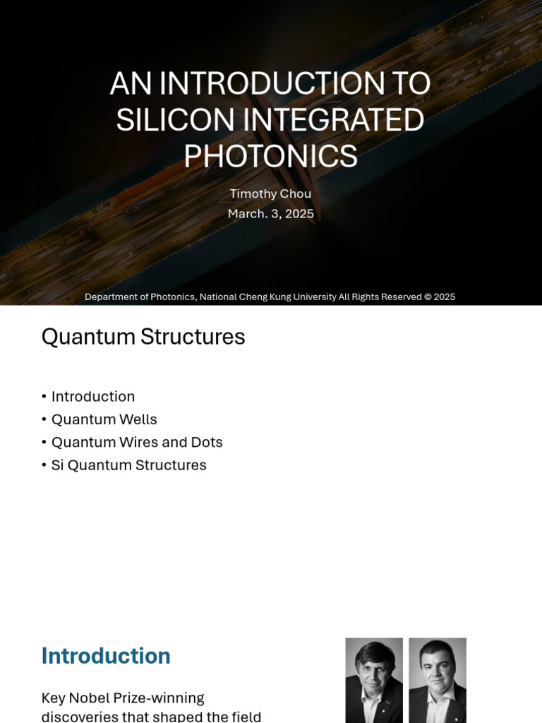 An Introduction To Silicon Integrated Photonics - 2 - Quantum ...