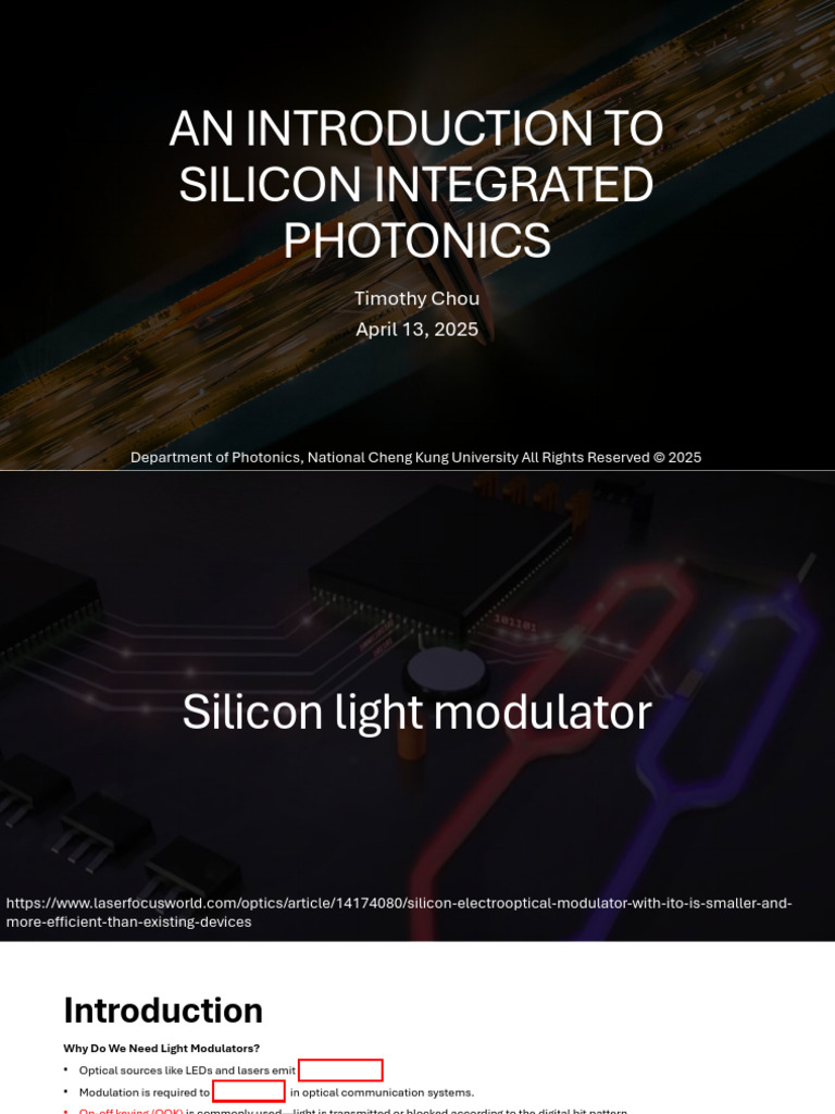 An Introduction To Silicon Integrated Photonics - 7 - Silicon Light ...