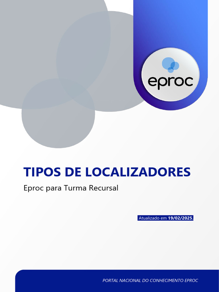 5.1 - Eproc Recursal Portal - Localizadores - Tipos de Loc | PDF