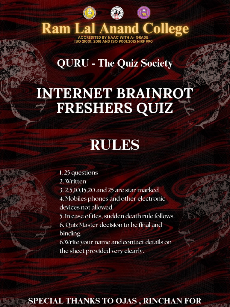 QURU RLAC INTERNET Brainrot Freshers Quiz | PDF