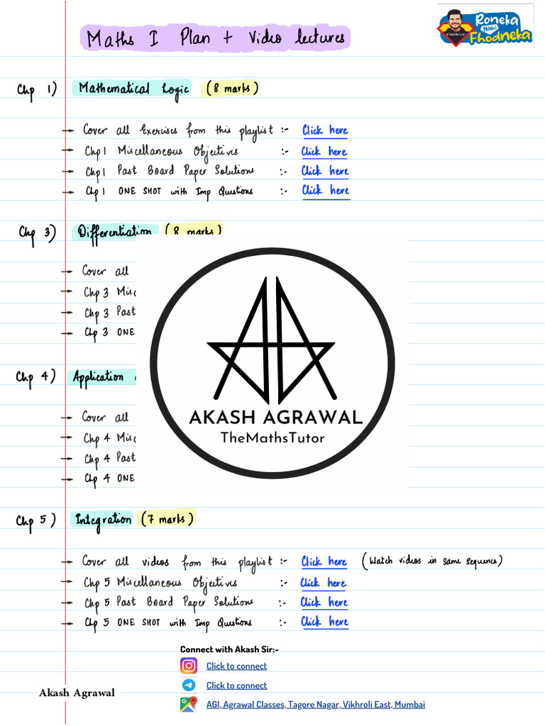 12th Maths 1 All Chapters Akash Agrawal Sir | PDF