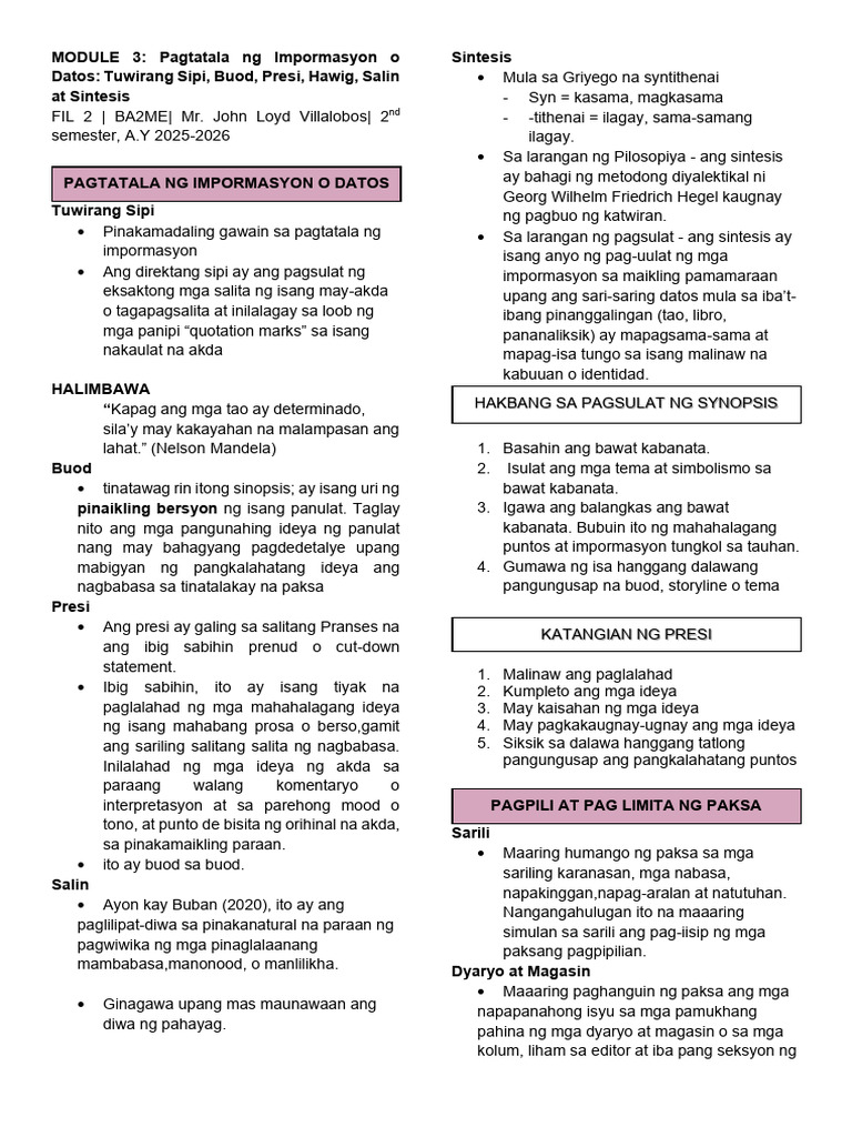 Fil 2 Module 3-4 | PDF