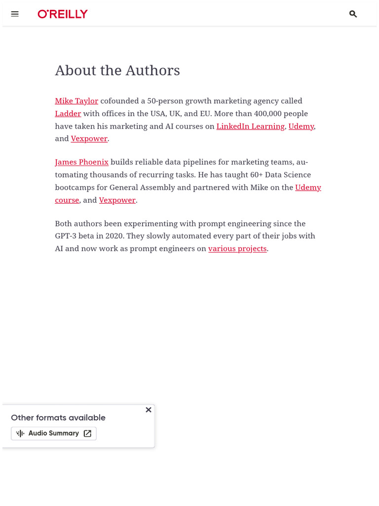 About The Authors - Prompt Engineering For Generative AI | PDF