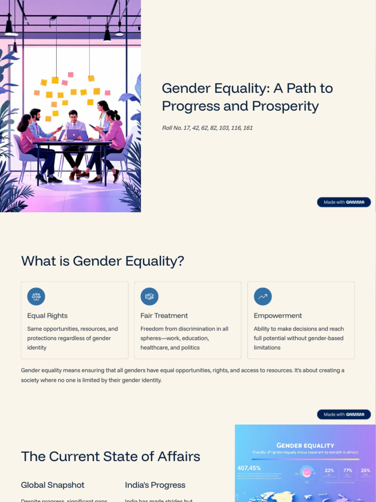 Gender Equality A Path To Progress and Prosperity | PDF