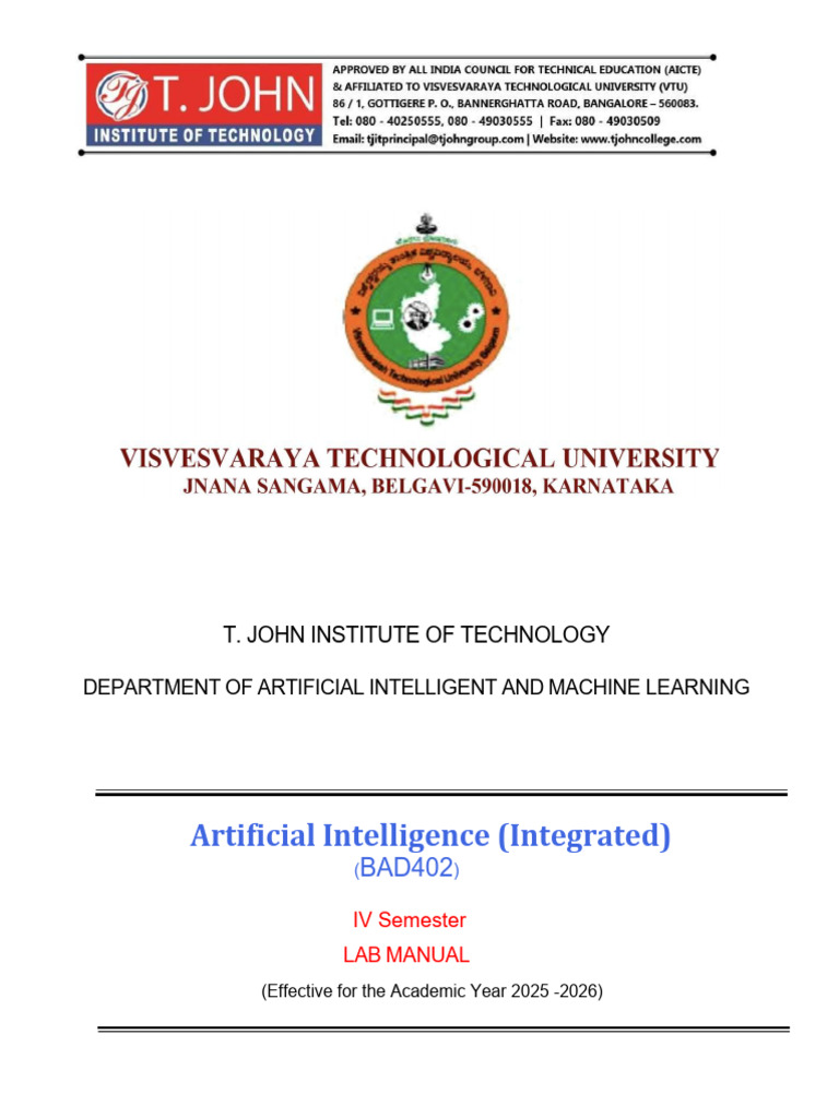 AI Lab Manual Feb 2026 | PDF | Artificial Intelligence | Intelligence ...