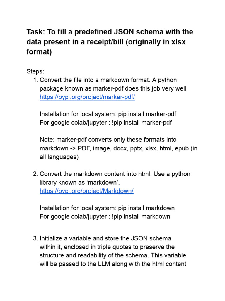 Task - To Fill A Predefined JSON Schema With The Data Present in A ...