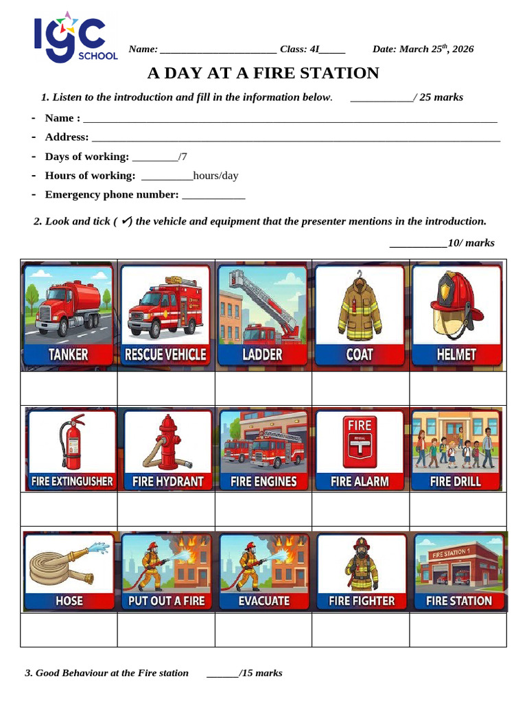 ESL4 - Fire Sation - Worksheet | PDF