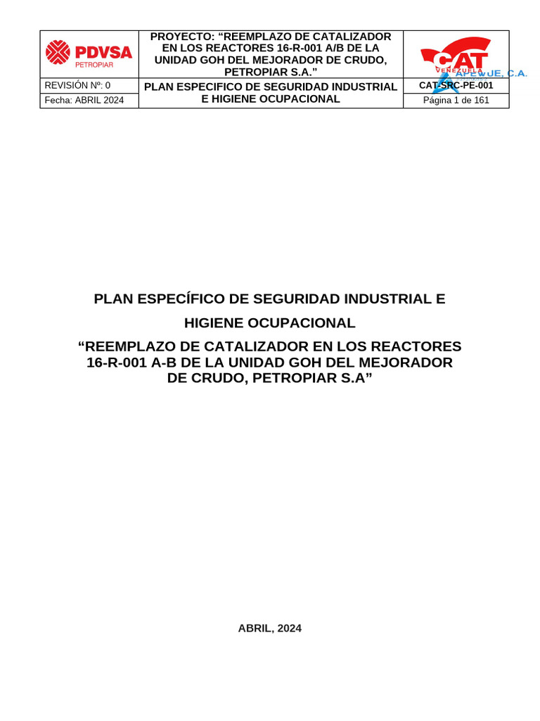Plan Esp Petropiar Imprimir | PDF | Higiene Ocupacional | Seguridad y ...