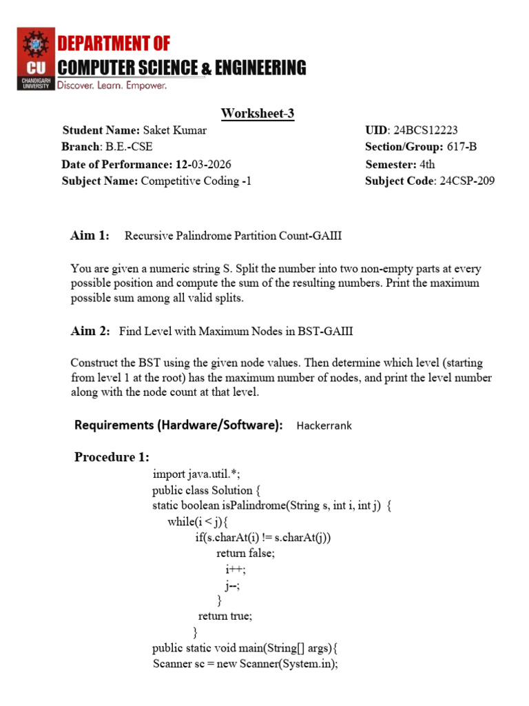 Competitive Coding 1 Worksheet - 3 2 | PDF | Algorithms And Data ...