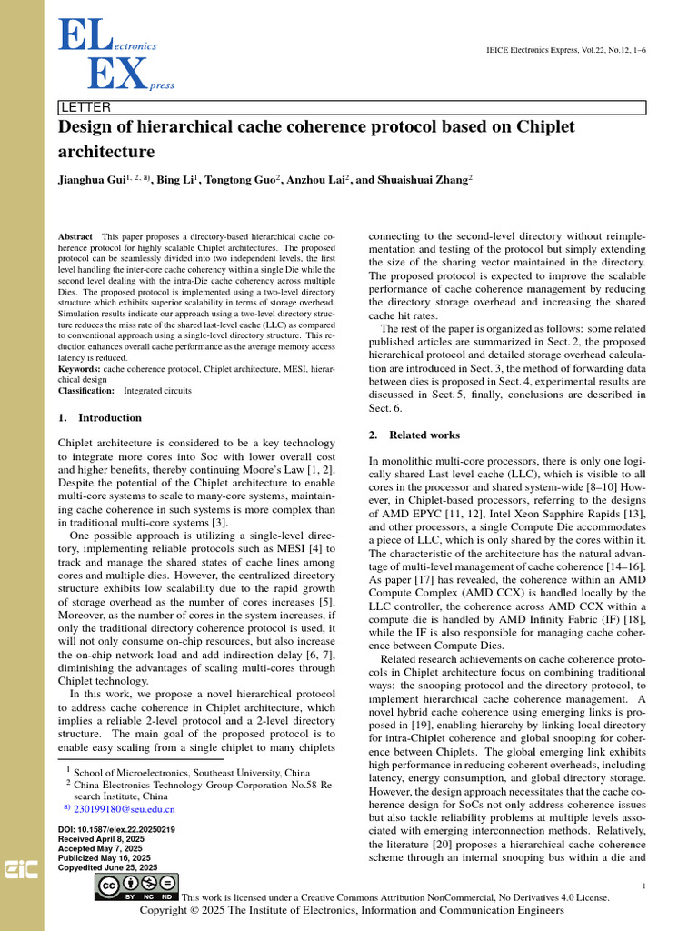 Cache Chorence Based On Chiplets | PDF | Cpu Cache | Multi Core Processor