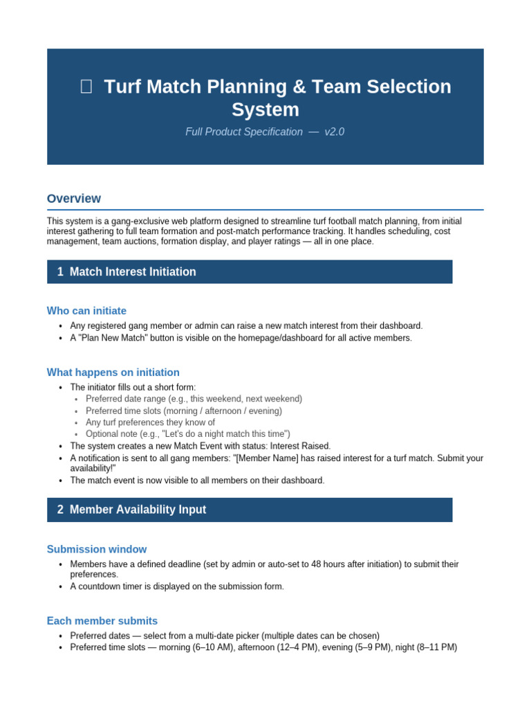 Turf Spec v2 | PDF