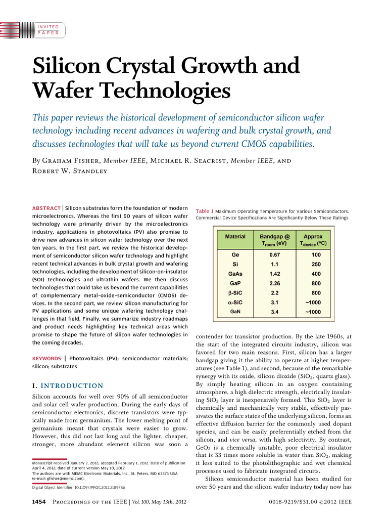 Silicon Crystal Growth and Wafer Technologies | PDF | Silicon | Wafer ...