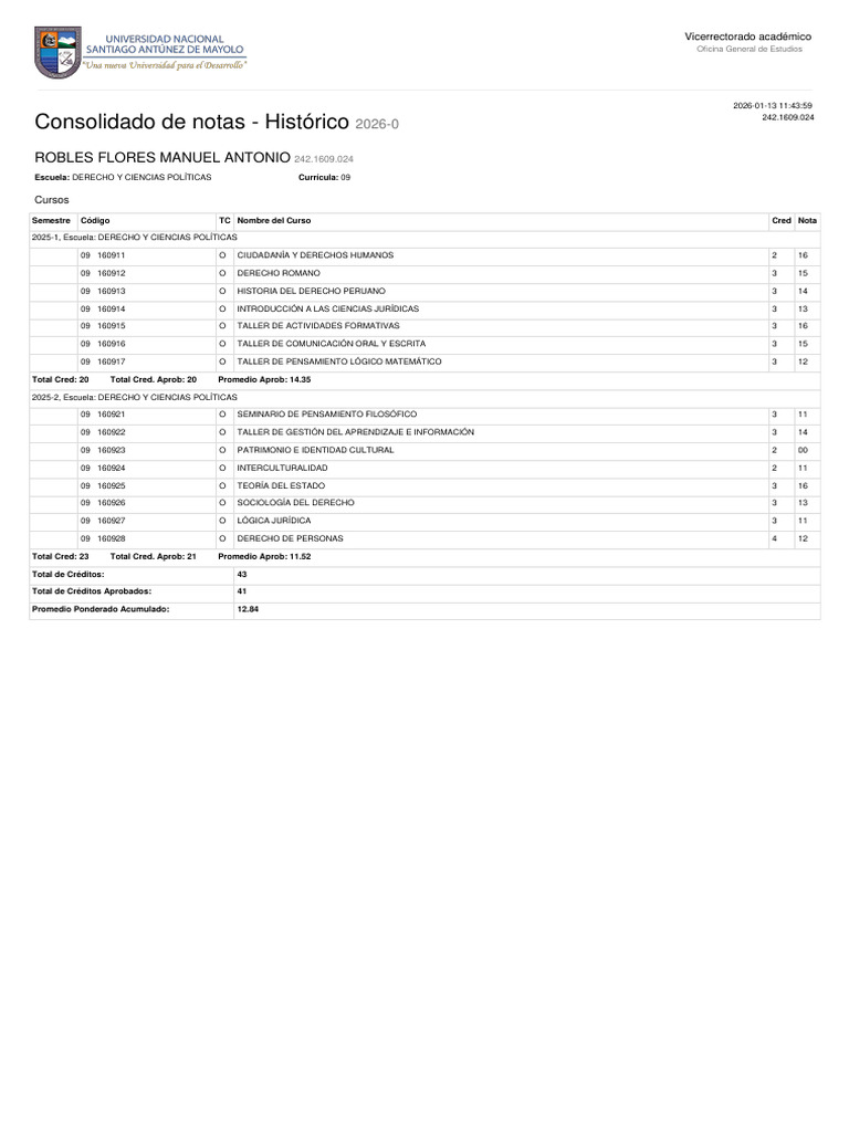 Consolidado de Notas Historico - 242.1609.024 | PDF | Science