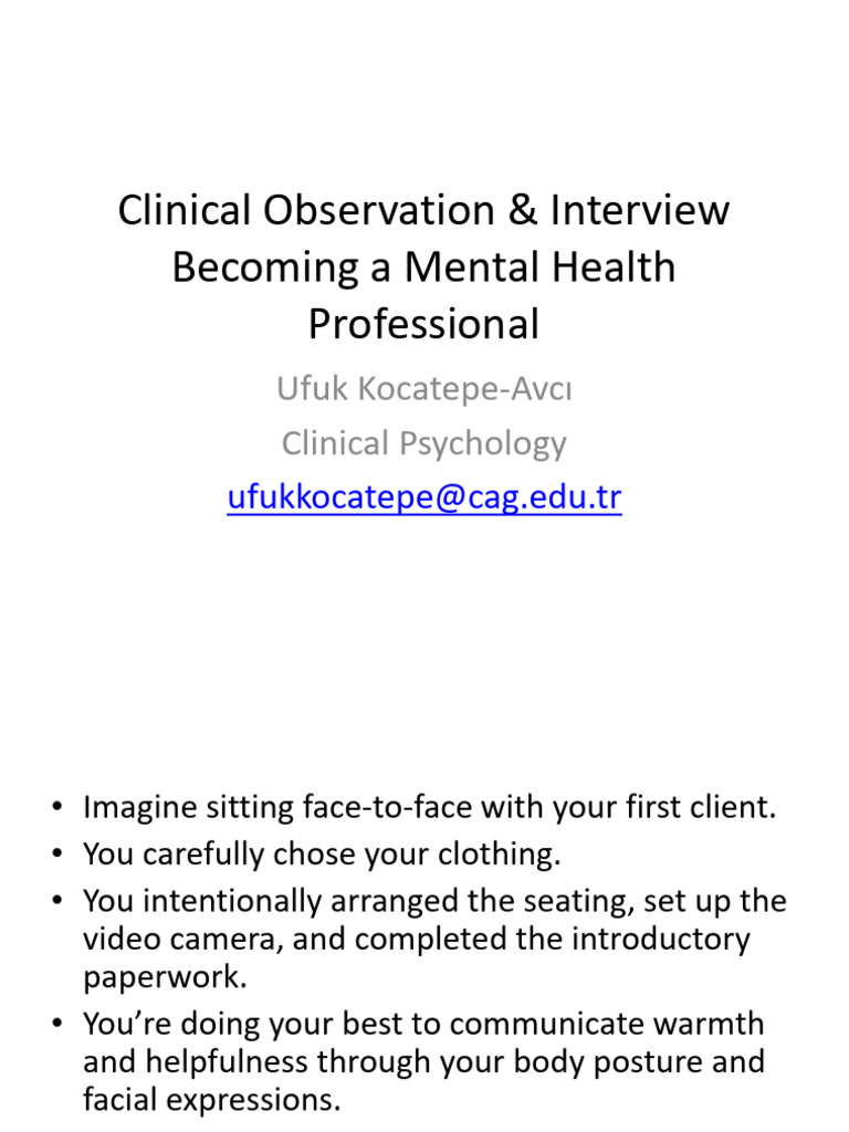Clinical Observation & Interview | PDF | Psychotherapy | Empathy