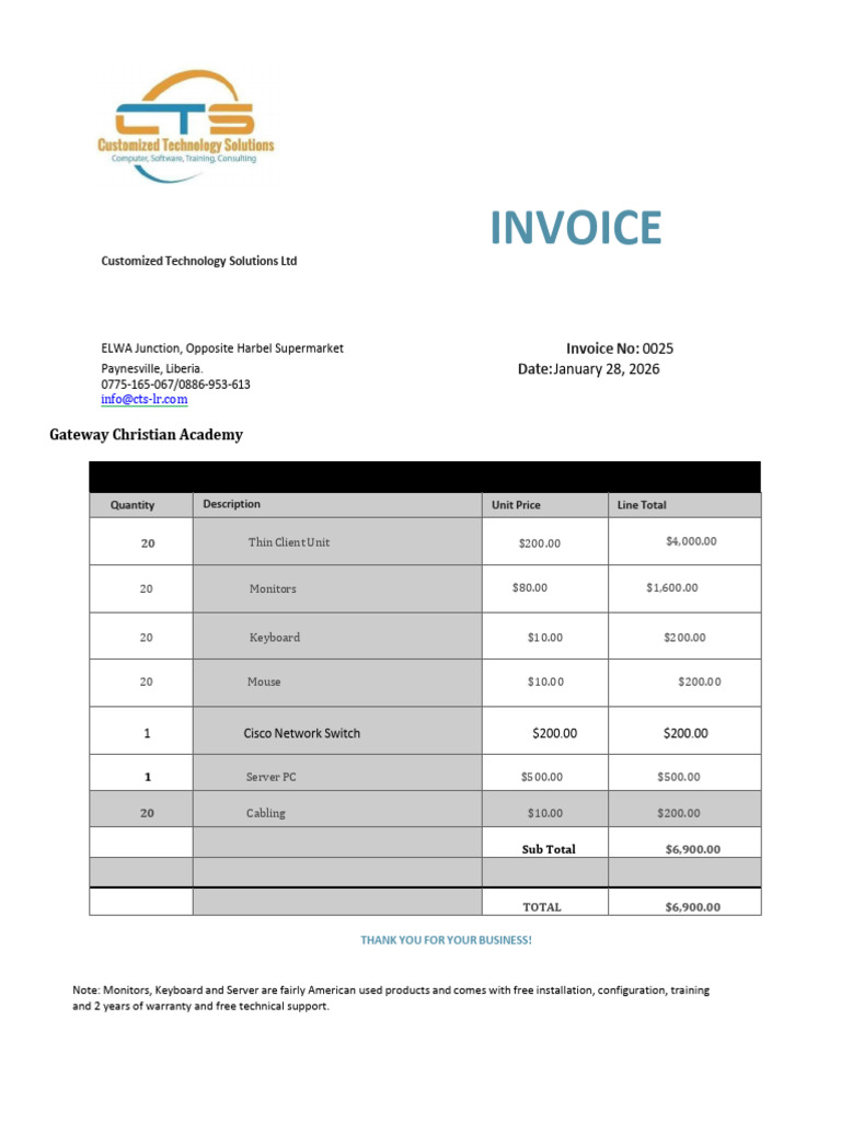 Gateway Christian Academy Invoice | PDF