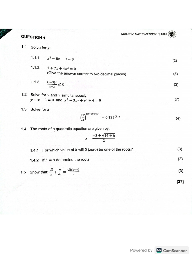 Maths Paper 1 | PDF