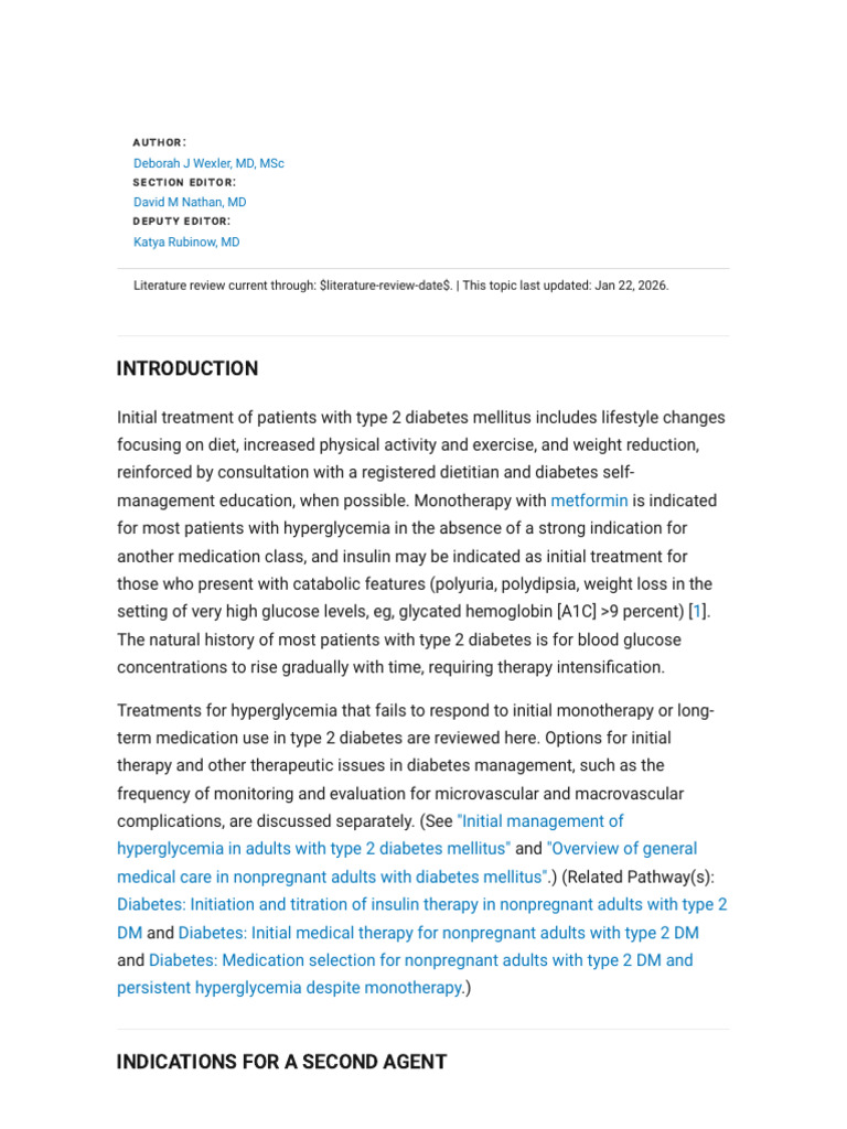 Uptodate Management of Persistent Hyperglycemia in Type 2 Diabetes ...