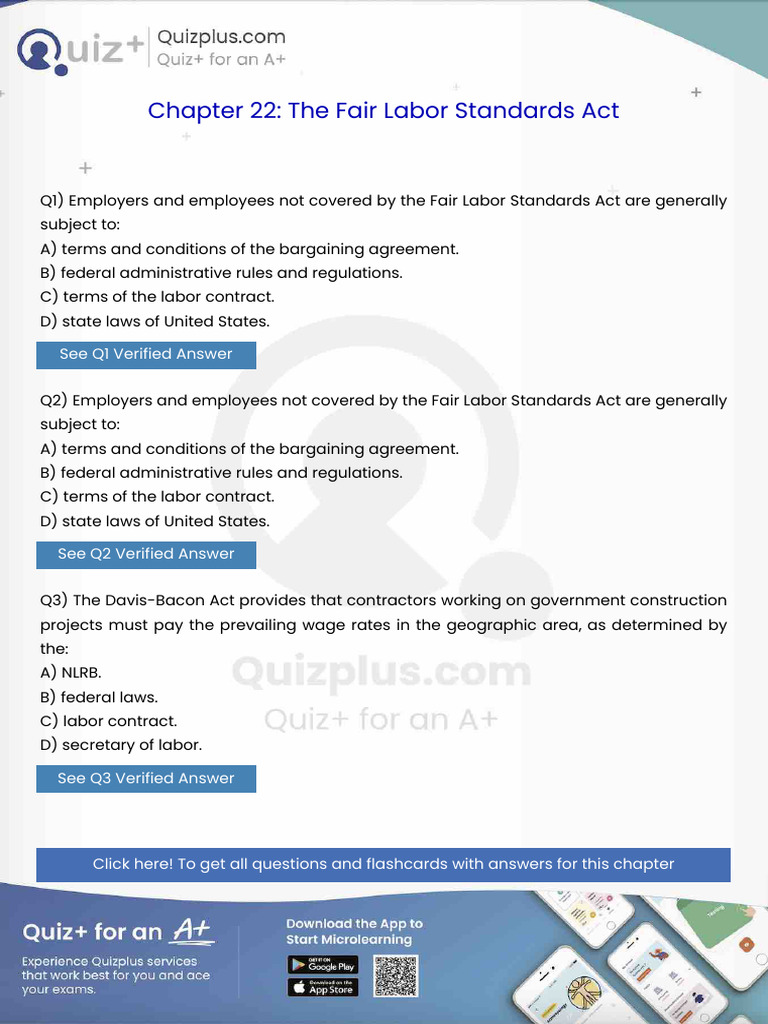 Employers and Employees Not Covered by The Fair Labor Standards Act Are ...