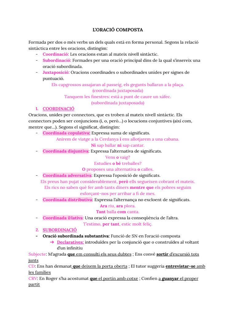 L'oració Composta | PDF