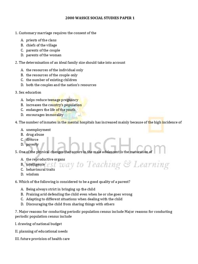 2000 Wassce Social Studies Paper 1 | PDF | Commodity | Economies
