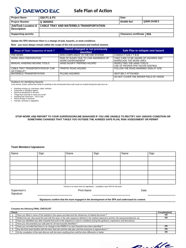 Spa Cable Tray Transportation | PDF | Personal Protective Equipment ...