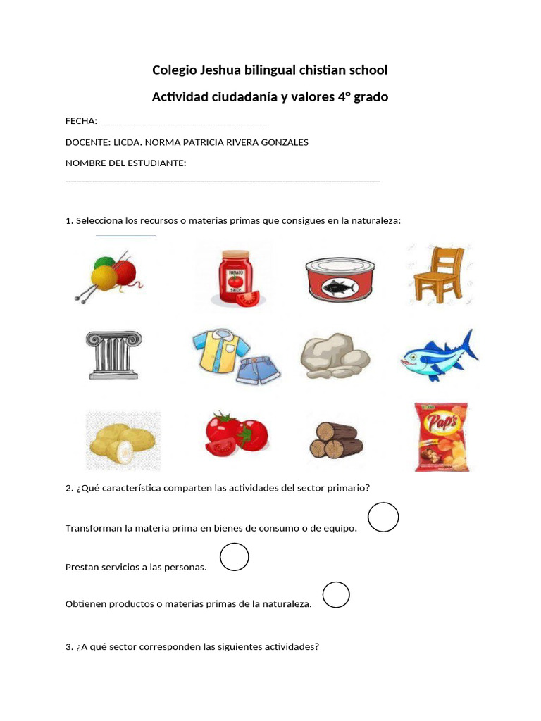 Actividad Ciudadanía y Valores Cuarto Grado | PDF