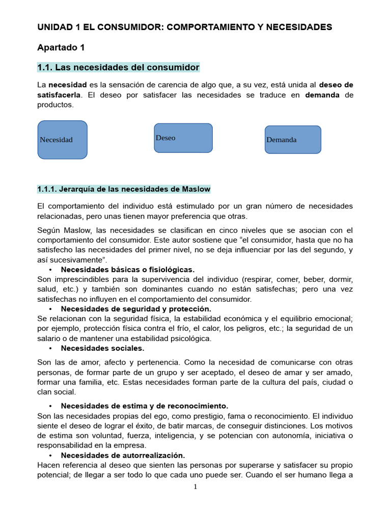 UNIDAD 1 Completa | PDF | Comportamiento | Los consumidores