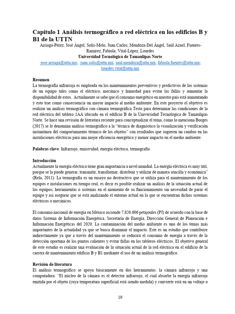 C01 Análisis termográfico a red eléctrica en los edificios B y | PDF ...