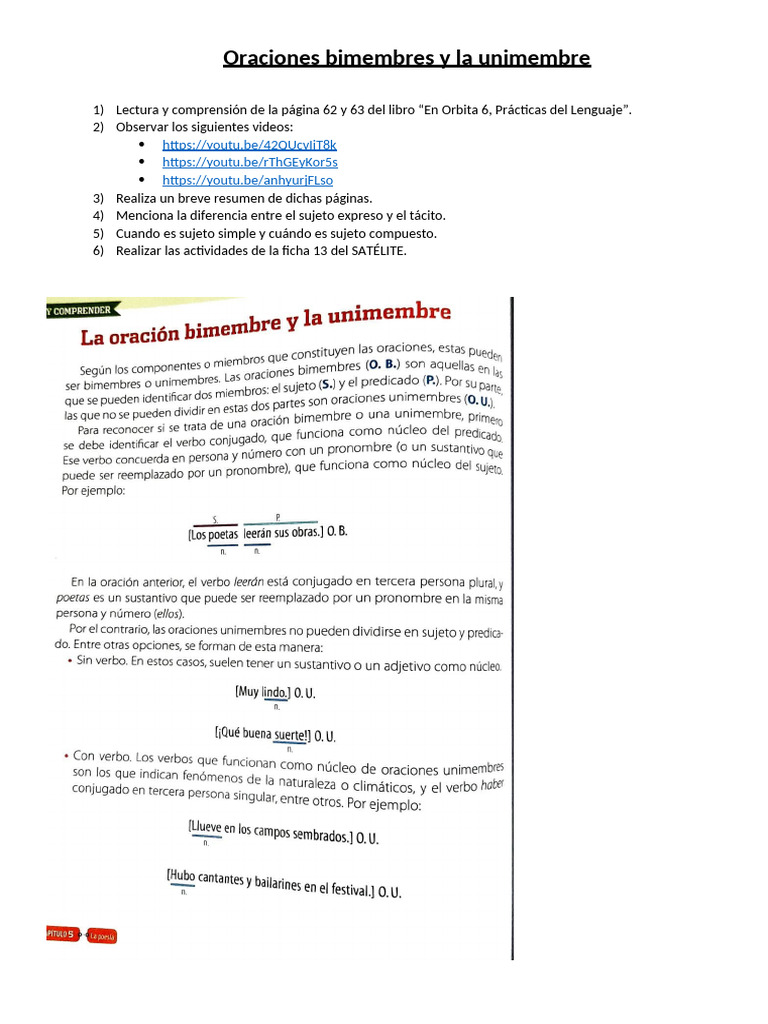 Prácticas Del Lenguaje Análisis de Oraciones 6to | PDF