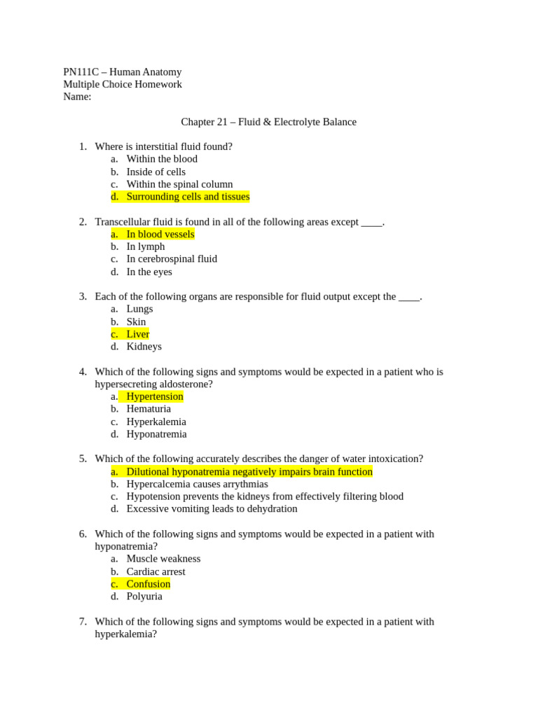 Chapter 21 MC HW | PDF