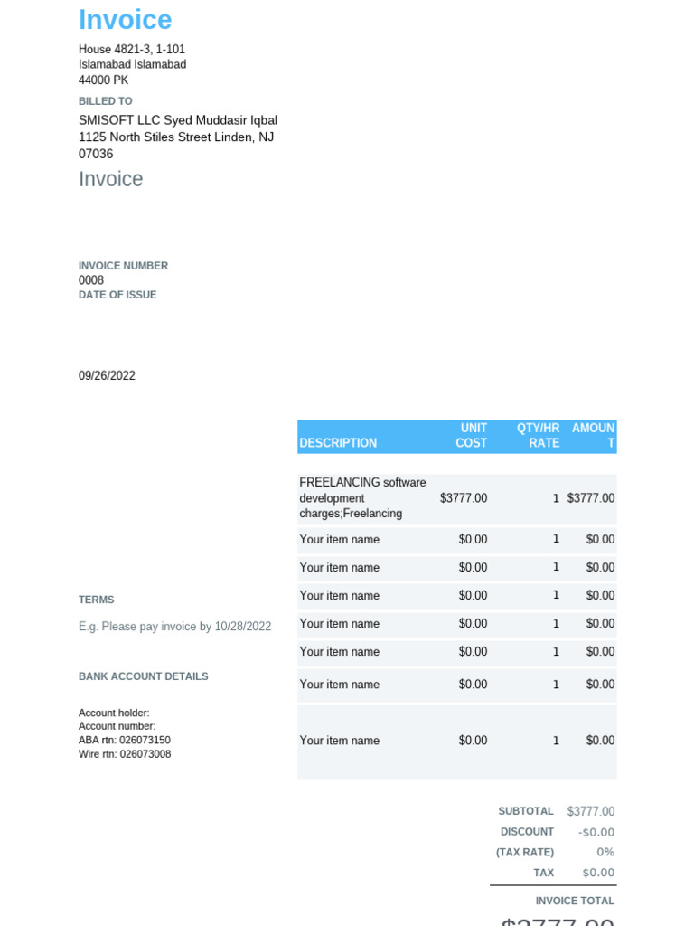 Invoice Template Word | PDF